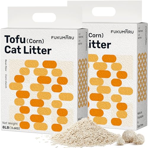Image of FUKUMARU Tofu Cat Litter - Natural, Unscented, Dust Free, Quick Clumping, 8lb x 2 Bags