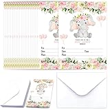 HaPiBiDesign Girl Elephant Baby Shower Invitation, Floral Elephant Baby Shower Invite, Pink Elephant Baby Shower Invite