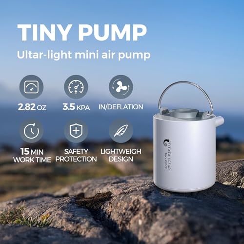 FLEXTAILGEAR Portable Air Pump for Inflatables, 2.8 oz Ultra-Mini Air Pump with 1300mAh Battery USB Rechargeable to Inflate Deflate for Pool Floats Air Mattress Swimming Ring Vacuum Storage Bags