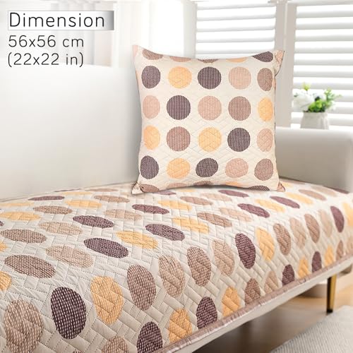 Image of HOKIPO Printed Cushion Cover 22x22 in, Brown Polka Dot