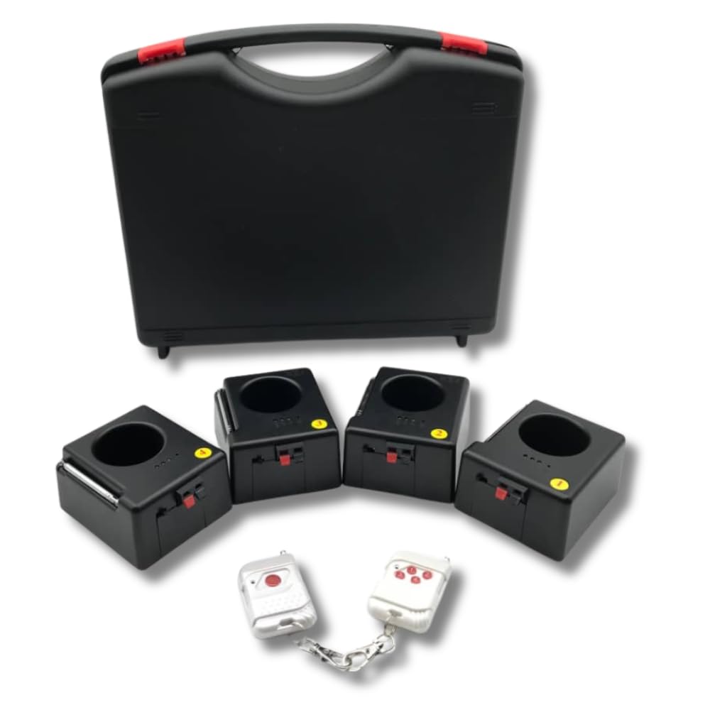 Generico Centralina Fuochi d’Artificio Freddi 4 Canali Wireless con Telecomando – Kit Sistema Pirotecnico per Fontane Fredde e Scintille per Matrimoni, Eventi e Feste, con Custodia, Batterie 9V