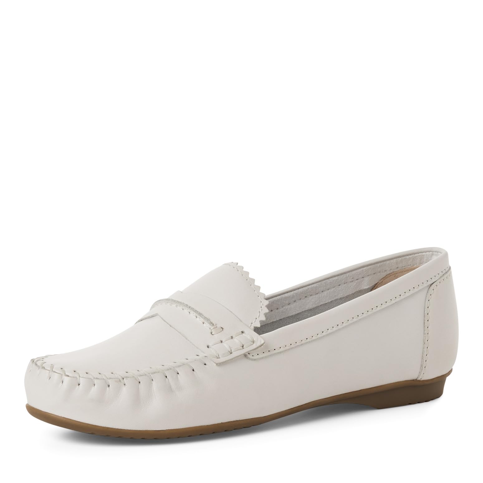 MARCO TOZZI Women's Moccasin Leather Refined, White (White), 6 UK