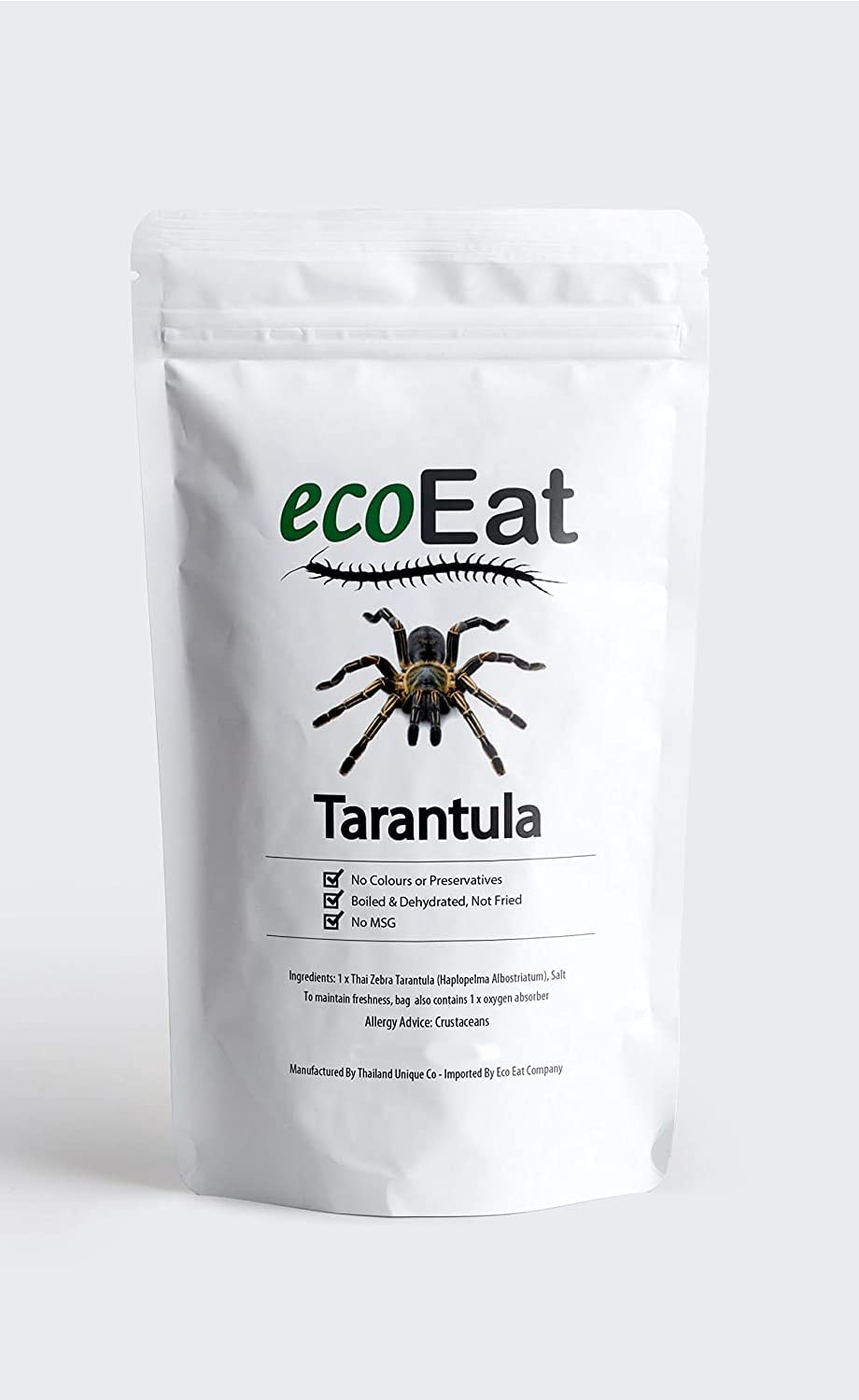 ecoEat Edible Tarantula – 11g Bag - Edible Bug Edible Dehydrated Zebra Tarantula Snack - Snack Food Gifts - 
