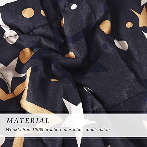 Hig Geometric Stars Printed Comforter Set, 3 Piece Reversible Lightweight Bedding Set With Colorful Stars Pattern, Romantic All Season Quilted Duvet For Queen Or King Bed, 102" X 90", Microfiber (Y59) #TOP5