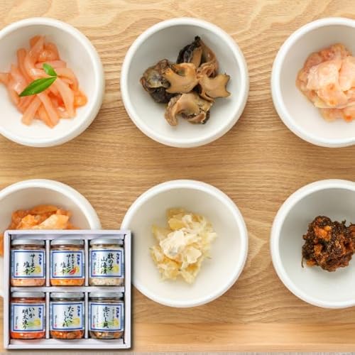 【ギフト】北海の華 ベストセレクト6本(サーモン塩辛・生かんずり入サーモン塩辛・いか明太造り・たらこしぐれ・数の子山海漬・酒蒸し煮仕立 赤にし貝)新潟 三幸 D-02