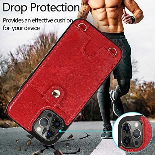 Lanière amovible iPhone 12 coque bandoulière avec étui portefeuille intégré noir - 2