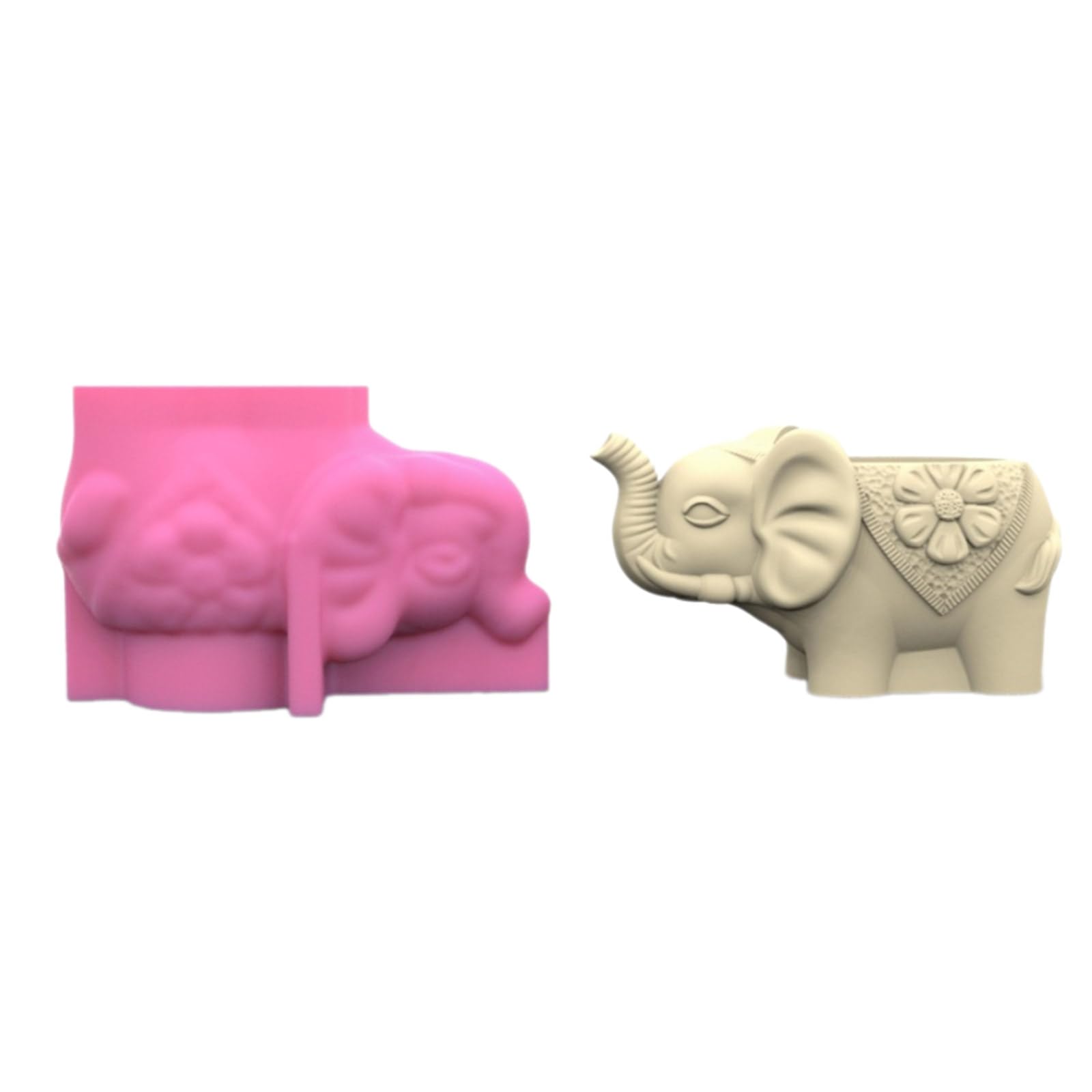 NEWFT Elephant Gypsum Silicone Mold Concrete Flower Pots Vase Plaster Cement Mold Pen Candle Holder Decors
