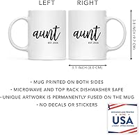 Vista 5 de Andaz Press Taza de café personalizada con anuncio de embarazo para bebé, 11 onzas, regalo de tía Est. 2025, 1 paquete, año personalizado, ideas