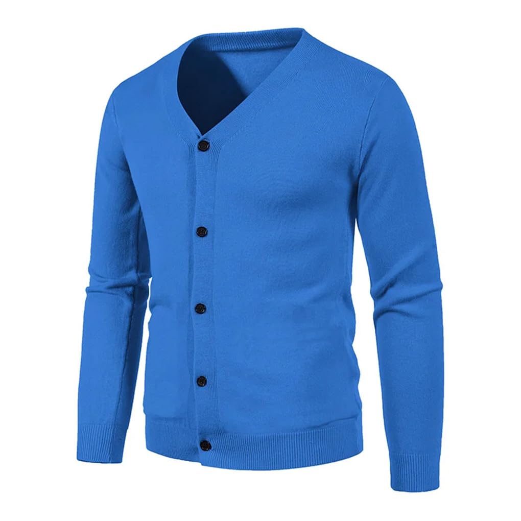 Suéter casual sólido para hombre, cárdigan con botones, bolsillos, suéteres de punto cálido
