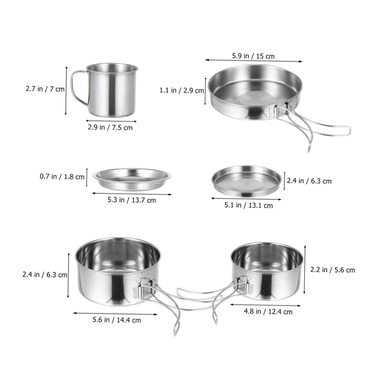 ABOOFAN Kit Cuisine Camping en Acier Inoxydable 8 Pièces Casseroles Pliantes Résistantes pour Randonnée et Barbecue en Plein Air 5-6 Personnes