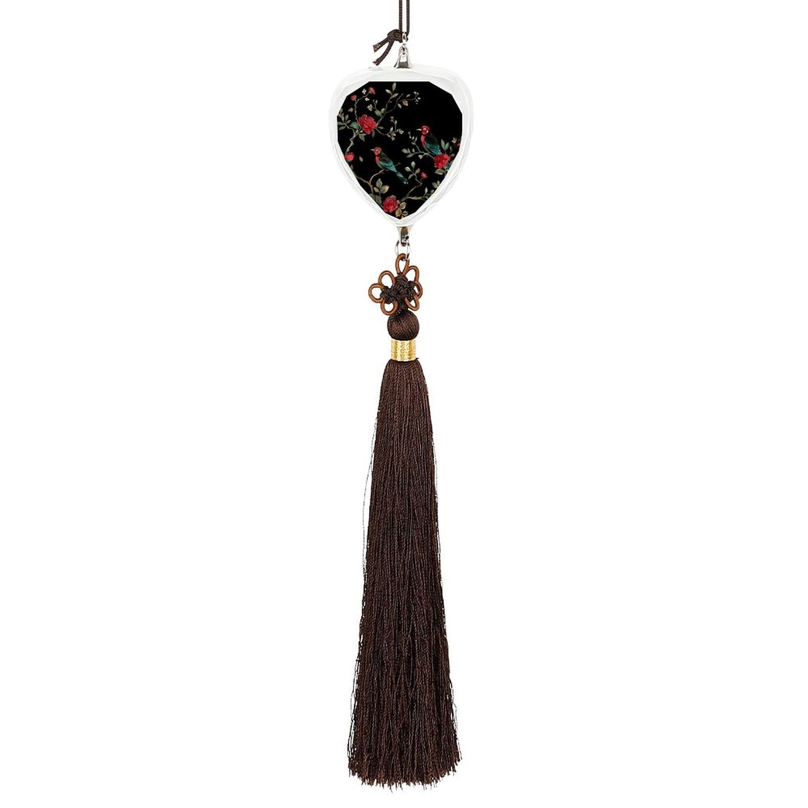 Crystal Car Pendant Charms Love Crystal Rear View Mirror Charms Bird on Vine Auto Hanging Interior Ornament Pendant Car Interior Accessories for Women Men Auto Decor
