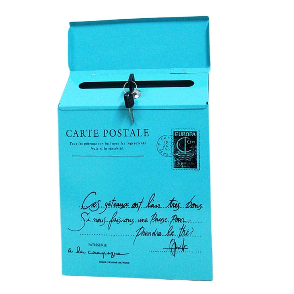 LOSA Creative Iron Mail/Letter/Post/Newspaper Holder Box Blue_Small Letters-image-2
