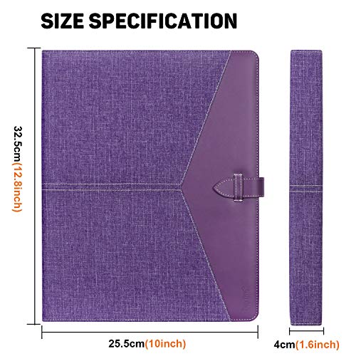 Toplive Padfolio 3 Ring Binder (1'' Round Ring) Business Portfolio Folder For Interview, Conference And Presentation, Purple #TOP4