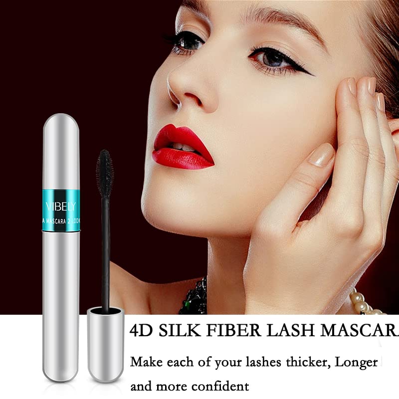 4 Pack VIBELY Mascara 5x Longer Washable, 2 in 1 4D Silk Fiber Lash Mascara, Natural Lengthening and Thickening, No Clumping, Long-lasting - Image 6
