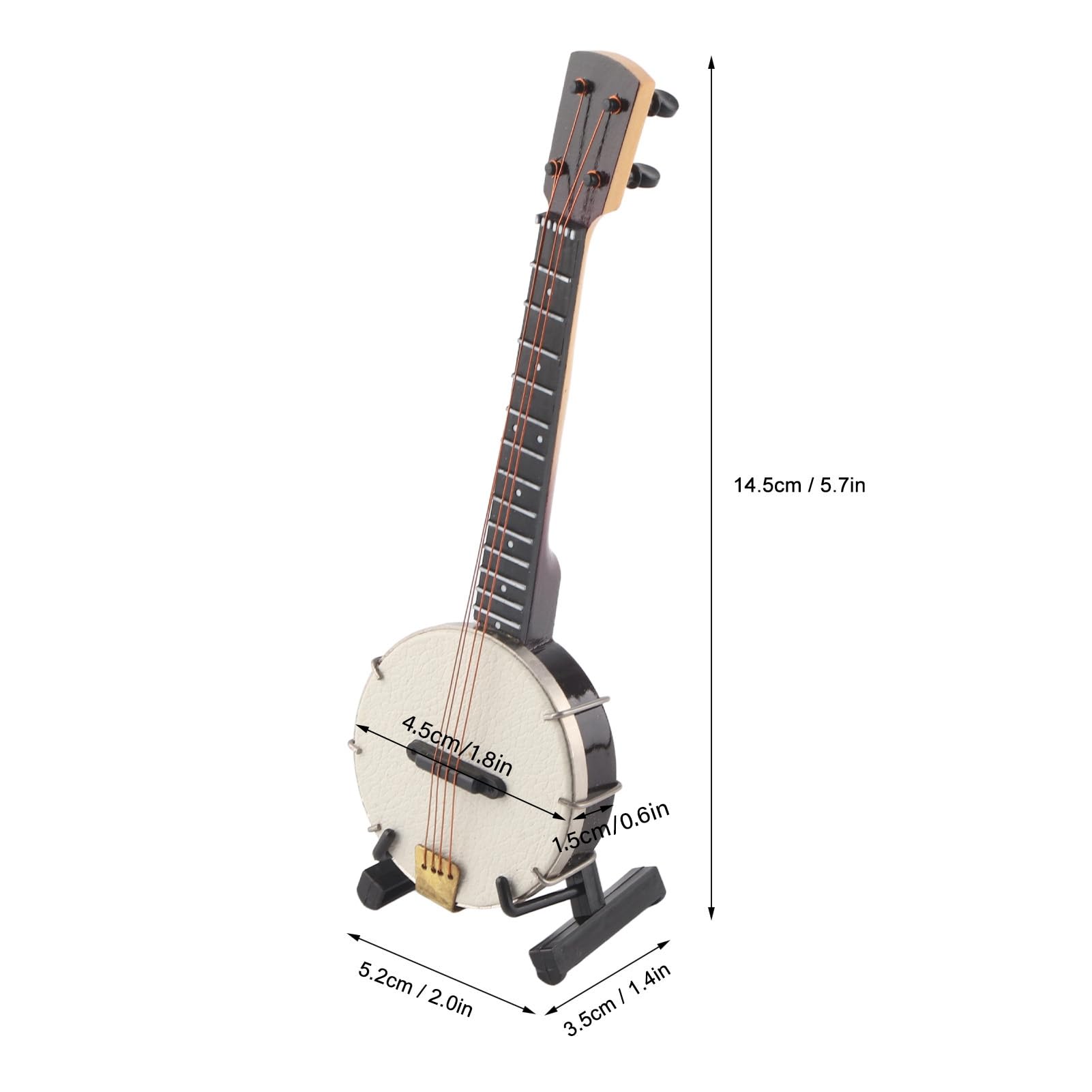 Pssopp Modèle de Banjo Miniature, Basswood Construction Mini MuI Musical Instrument Collection Dollhouse Accessoires pour Cadeaux Décoration des Jouets