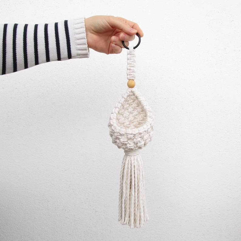 The Top Knott Macrame Cotton Plant Hanger|Indoor Outdoor Handmade Hanging Basket Planter Flower Pot Holder,35 Inch Boho Style Decorative Cotton Rope For Home,Porch,Balcony,Window,White