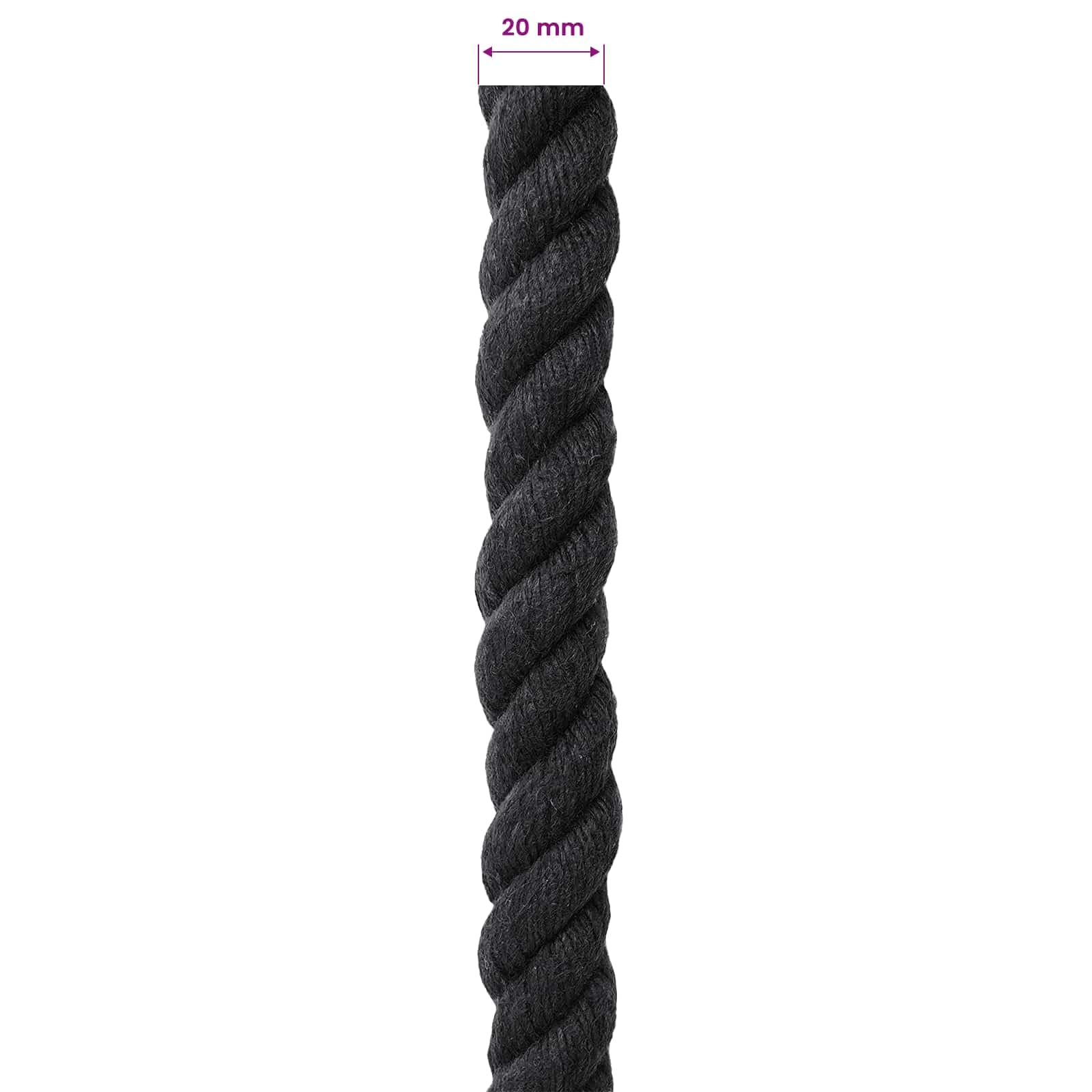 Cuerda de algodón negra 2 x 2 x 2500 cm de 3 capas, 1 pieza de cuerda de cuerda para macramé, manualidades y jardín DIY, flexible para fijación y hilo