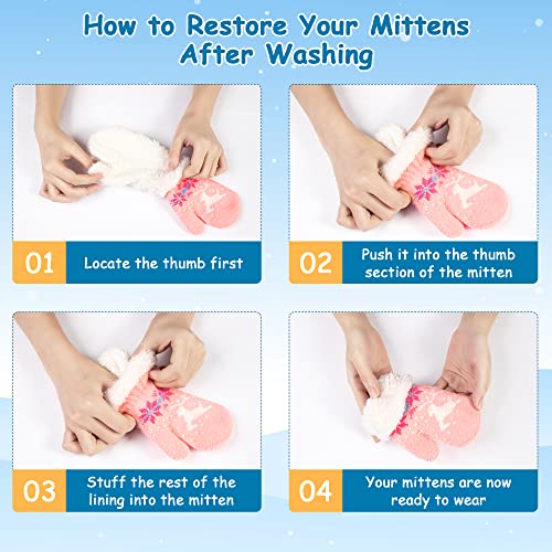 Kids Gloves Winter Set Of 3 Boys Gloves Winter Knit Mittens Outdoor Kids Knit Gloves Infant Mittens,Navy+Mocha/Orange Waffle Knit+Fair Isle/Mocha #TOP5