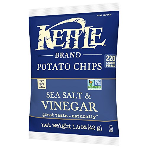 Image of Kettle Brand Potato Chips, Sea Salt and Vinegar, Single-Serve 1.5 Ounce (Pack of 64)