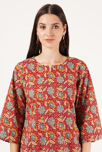 Image of Amazon Brand - Anarva Jaipuri Cotton Printed Short Kurti for Women