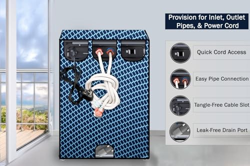 Image of Stylista Washing Machine Cover Compatible for Godrej 7 Kg Fully-Automatic Top Loading WT EON ADR 70 5.0 FDTNS ROGR, Check Blue
