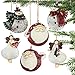 Partybus Christmas Ornaments Set, 3D Lightweight Rustic Tin Angel Snowman Santa Claus Decorations for Kids Xmas Tree, Metal Country Gift Tags with Burlap Ribbon, 6 Pack