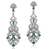 Coucoland Pendientes de diamantes de imitación de los años 20 del Gran Gatsby, 3.11 inches * 1.02 inches, Zinc, Esmeralda sintética