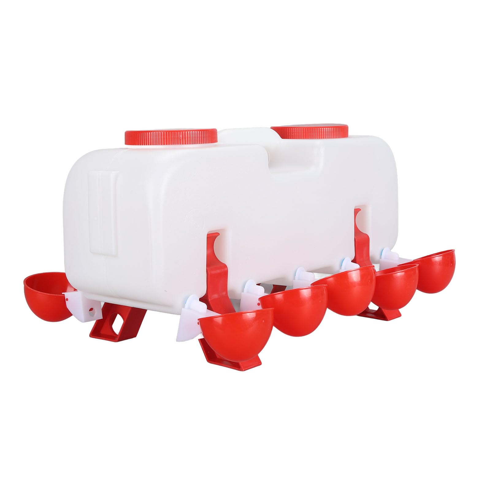 Abbeveratoio per polli di grande capacità da 10 litri, mangiatoia per pollame con 10 tazze d'acqua, distributore automatico di acqua con riempimento dall'alto per oca anatra, (Semiautomatico)