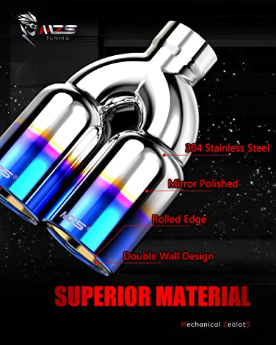 Image of MZS Dual Exhaust Tips 2.5 inch Inlet 3.5 inch Outlet Pipe Universal Burnt Blue 1Pcs