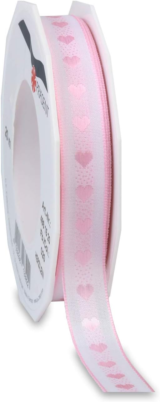 Morex Ribbon Hearts Ribbon, 5/8 inch by 22 Yards, Pink