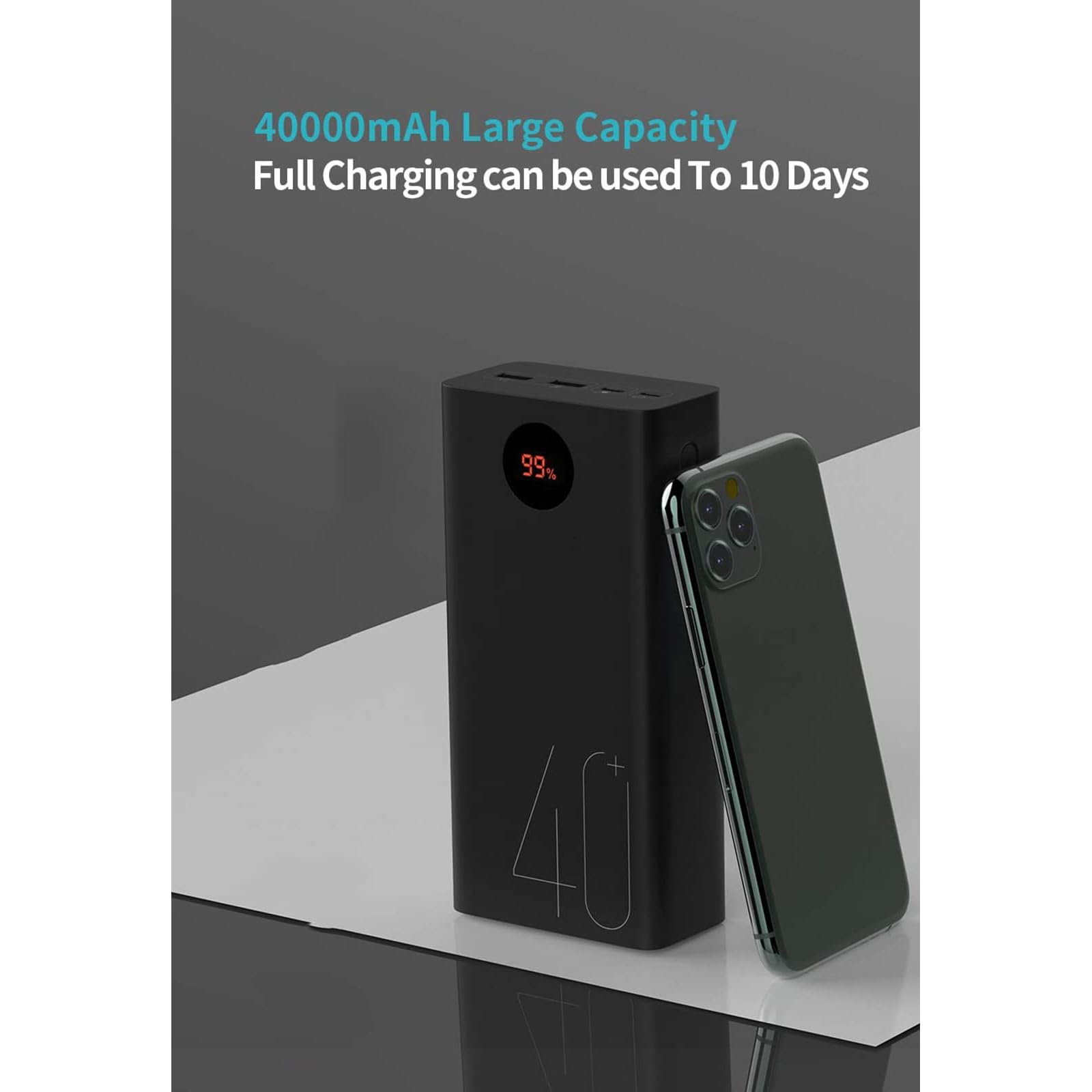 Power Bank 40000 mAh Power Bank 18 W PD QC 3.0 Caricabatterie Esterno Bidirezionale con Ricarica Rapida Type-C
