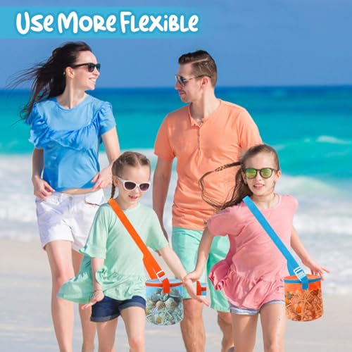 Vodolo Sea Shell Bags for Beach,2pcs Mesh Seashell Holder,Shelling Collecting Tools Travel Sand Toys Storage Bucket for Sandbox,Beach Vacation Essentials for Kids,The Beach Must Haves Sand Box Toy Bag