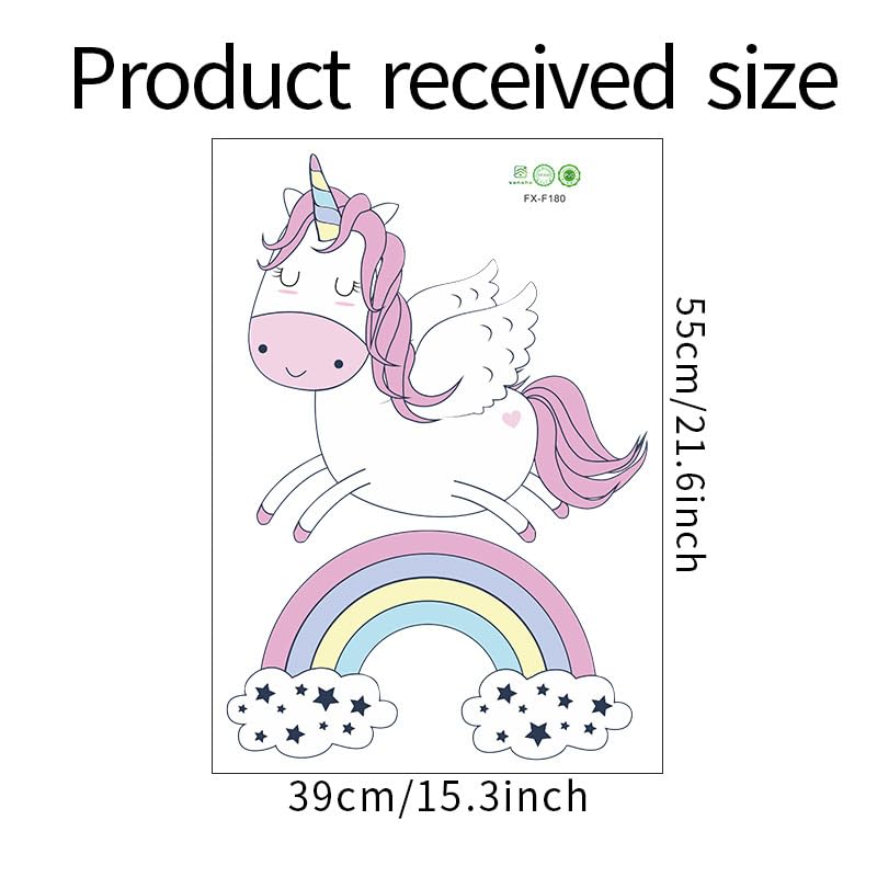 Image of Unicorn and Rainbow Wall Decal for Kids Nursery Decor, Bedroom Wall Stickers, Playroom Decoration, Baby Room Art-Self-Adhesive