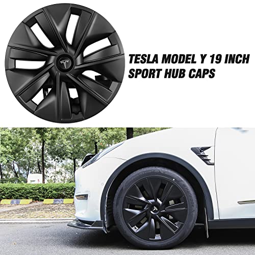 Image of Tesla Model Y Hub Caps Model Y Wheel Cap 19 Inch Hub Caps Heavy Duty Wheels Rim Covers for Tesla Model Y (Set of 4)