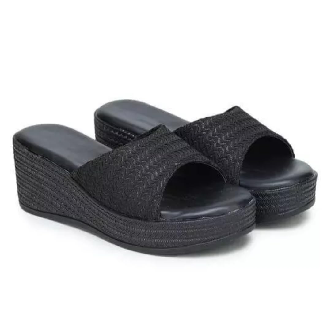 Women’s Stylish High Heels Platform Black Wedges Sandals For Girls| Ladies | Indian Bridal Weddings Soft Sole Footwear under 500 (B0D5BP1QRL) Amazon Price History, Amazon Price Tracker