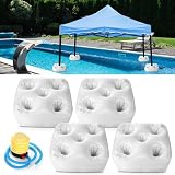 Soulchen 5 Pcs Water Canopy Float Kit, Including 4 PVC Floats for Pool Umbrella with Cup Holders and Hand Air Pump for The Lake, River, Beach or The Pool! Canopy Not Included(White)