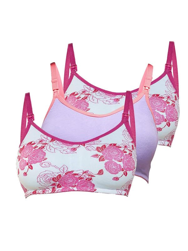 Image of Inner Sense Organic Cotton Bamboo Nursing Bra for Women I Non Padded Feeding Bra with Keyhole Back Design I Wire Free Maternity Innerwear with Full Coverage