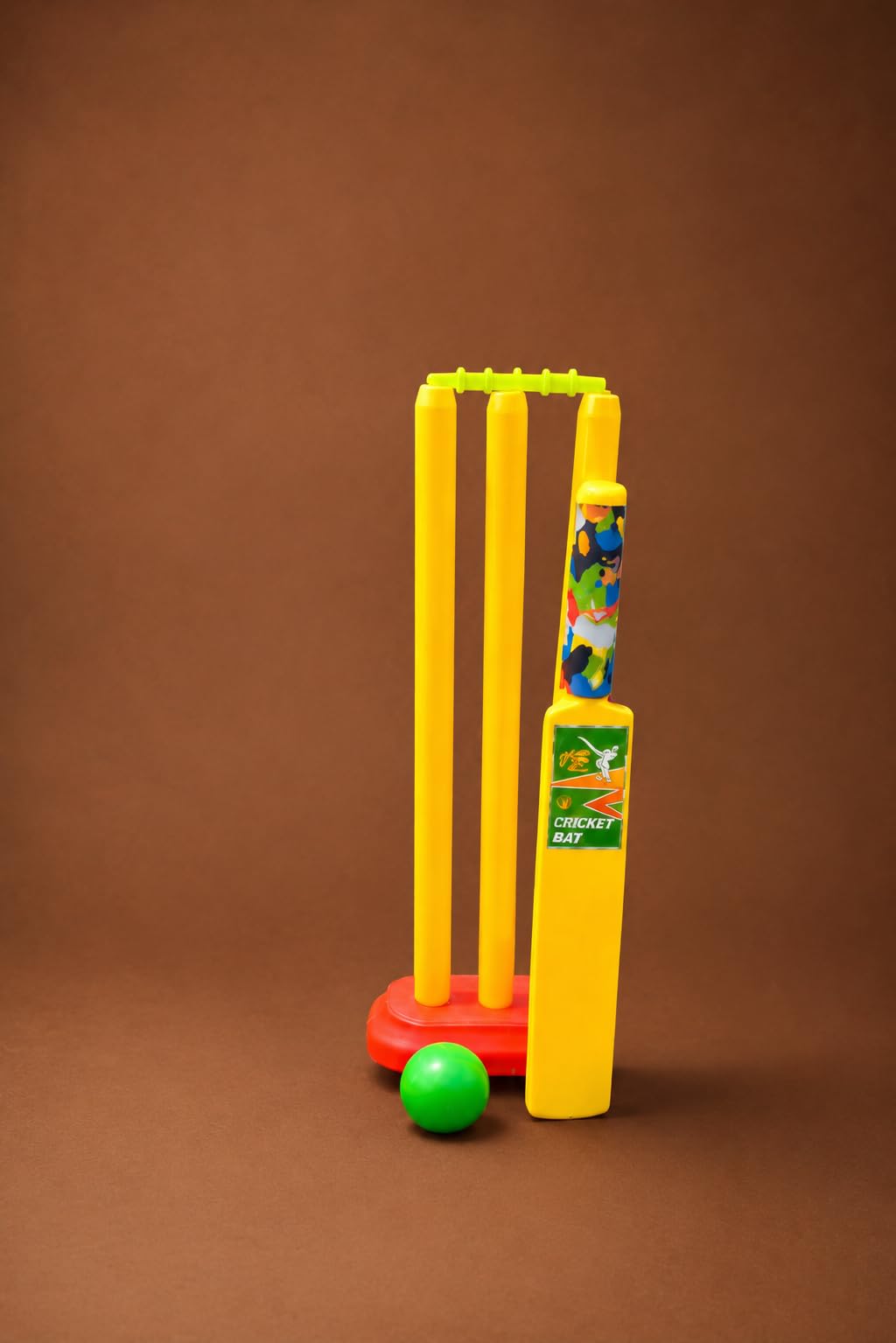 Kids Plastic Cricket Set with Bat, Stumps, Bails and Ball | Includes 3 Stumps, Outdoor Play, Colourful Design, Red Base Stand, For Children-image-44