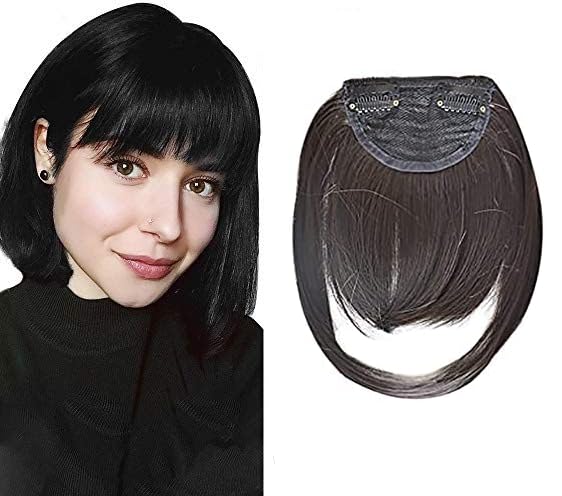 fully Women Front Head Hairband Bangs Front Fringe Headband Hairpiece Black, 15 Grams, Pack Of 1 Black-picture-8