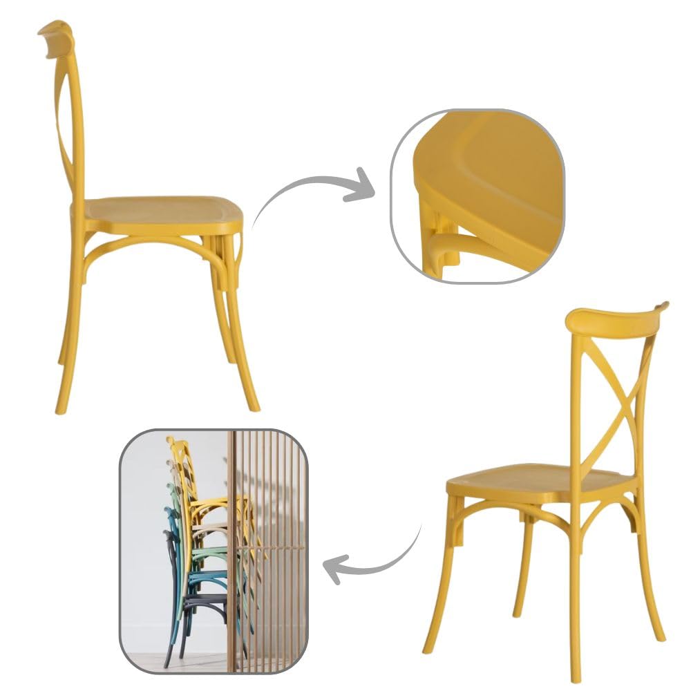 Silla Crossback Polipropileno diseño Eventos Amarilla 90 x 48 x 49 cm