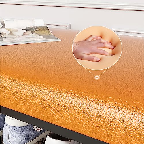 Banc à chaussures d'entrée de 60 cm avec assise rembourrée et étagère basse - 4