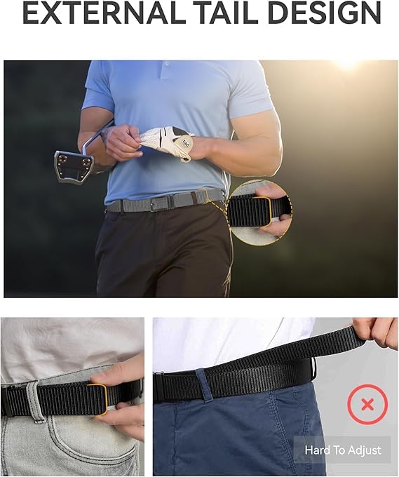 Image of CHAOREN Nylon Ratchet Belts for Men - Casual Golf Web Belt Men 1 3 /8 inch - Automatic Adjustable Buckle Fit Jeans
