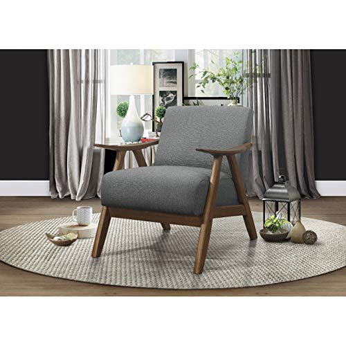 image for Lexicon Mid Century Modern Accent Chair with Solid Wood Frame in Walnu