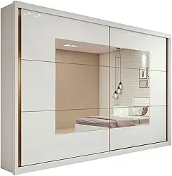 LOPAS Guarda-Roupa Casal com Espelho Toronto 2 PT Branco