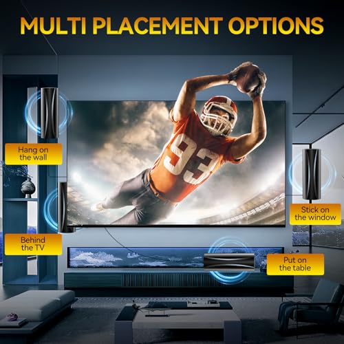 1800+ Miles Range TV Antenna, 2025 Strongest Digital TV Antenna Indoor with Amplifier and Signal Booster, Portable HD Antenna for TV Indoor for Smart TV and Old TVs-36ft Coax Cable-Support 8K 4K 1080p