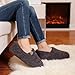 EverFoams Women’s Soft Curly Full Slippers Memory Foam Lightweight House Shoes Cozy Loafer with Polar Fleece Lining Dark Grey,9-10 US