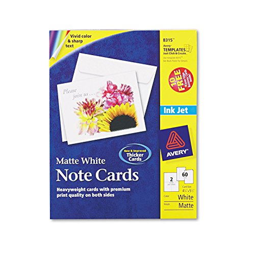 Avery 8315 Inkjet Cards W/Envelopes, 4-1/4-Inch X5-1/2-Inch, 60/Bx, Matte We #TOP14
