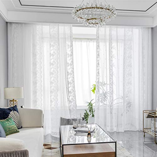Rideaux Transparents Blanc Brodé Vintage Fleur Macramé Tulle - 3