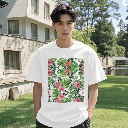 T-shirt tendance feuilles tropicales EdWal en coton doux - 5
