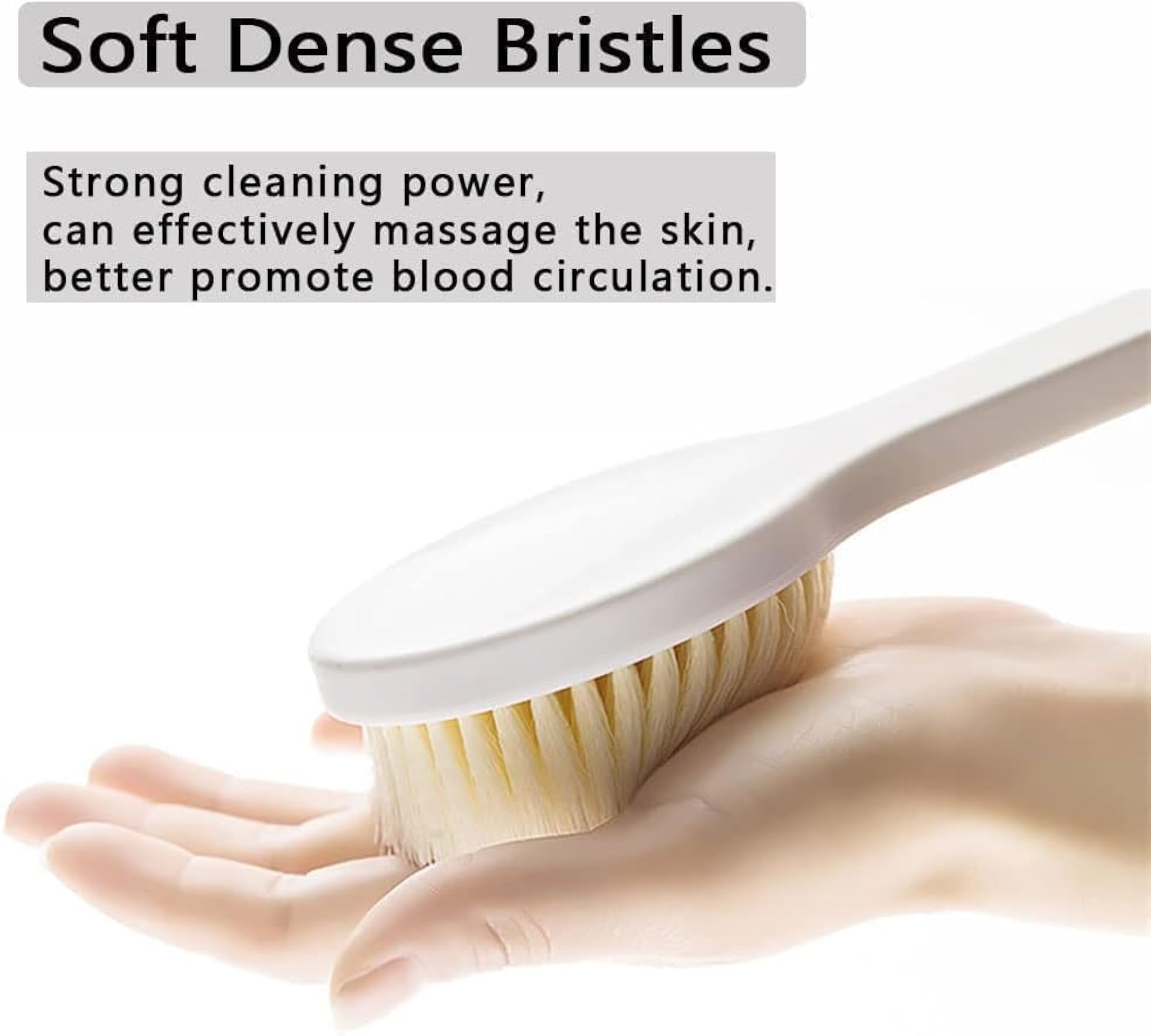 Premium Wooden Long Handle Bath Brush, Soft Bristle Body Scrubber